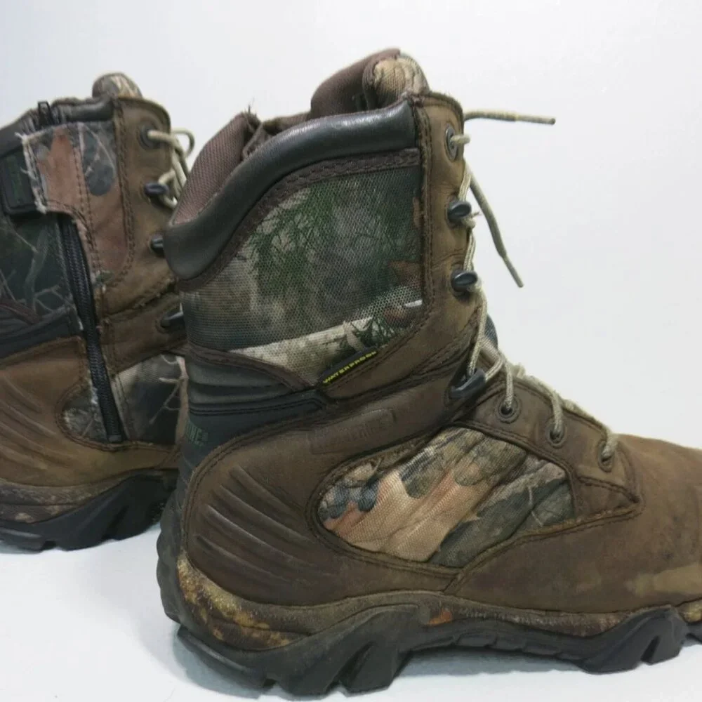 Wolverine Camo Camouflage Soft Toe Leather Canvas Boots Shoes Men's Hiking 10 M